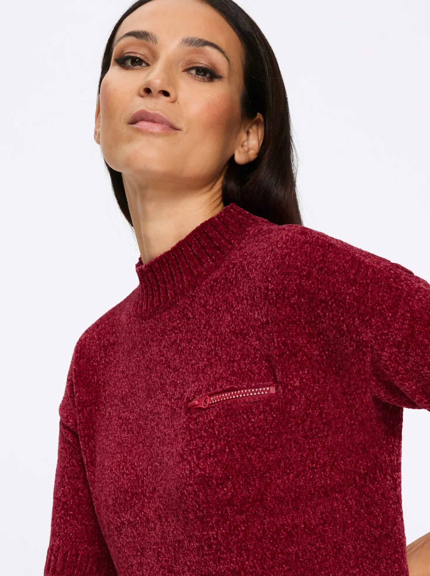 Longpullover mit Stehkragen