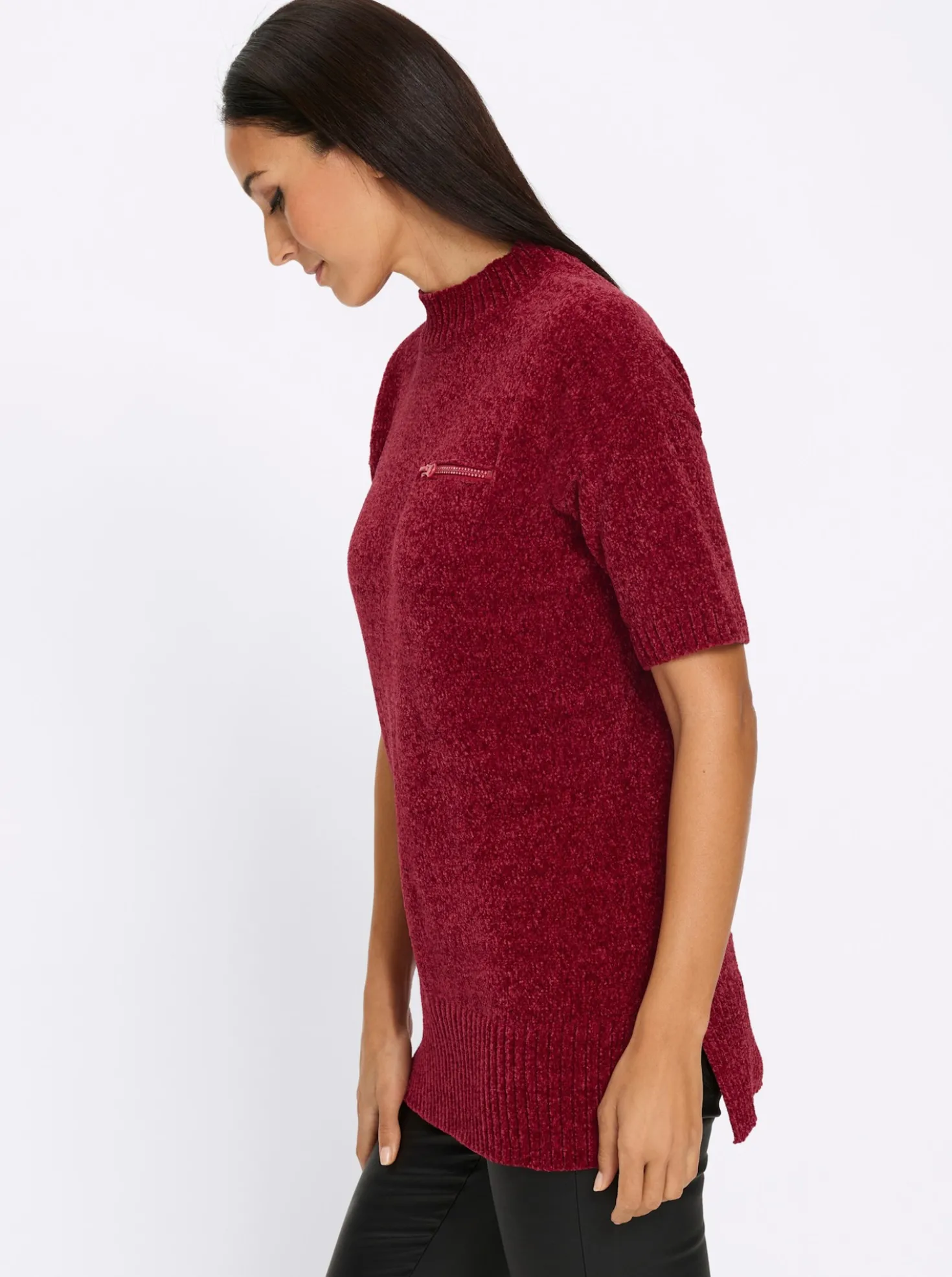 Longpullover mit Stehkragen