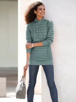 Longpullover mit Struktur-Partien