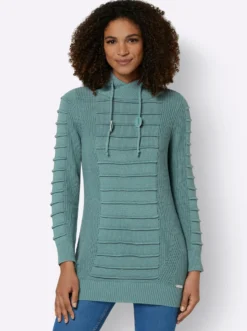 Longpullover mit Struktur-Partien