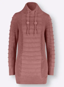 Longpullover mit Struktur-Partien