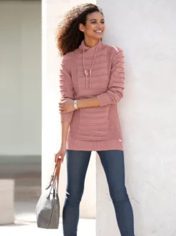 Longpullover mit Struktur-Partien