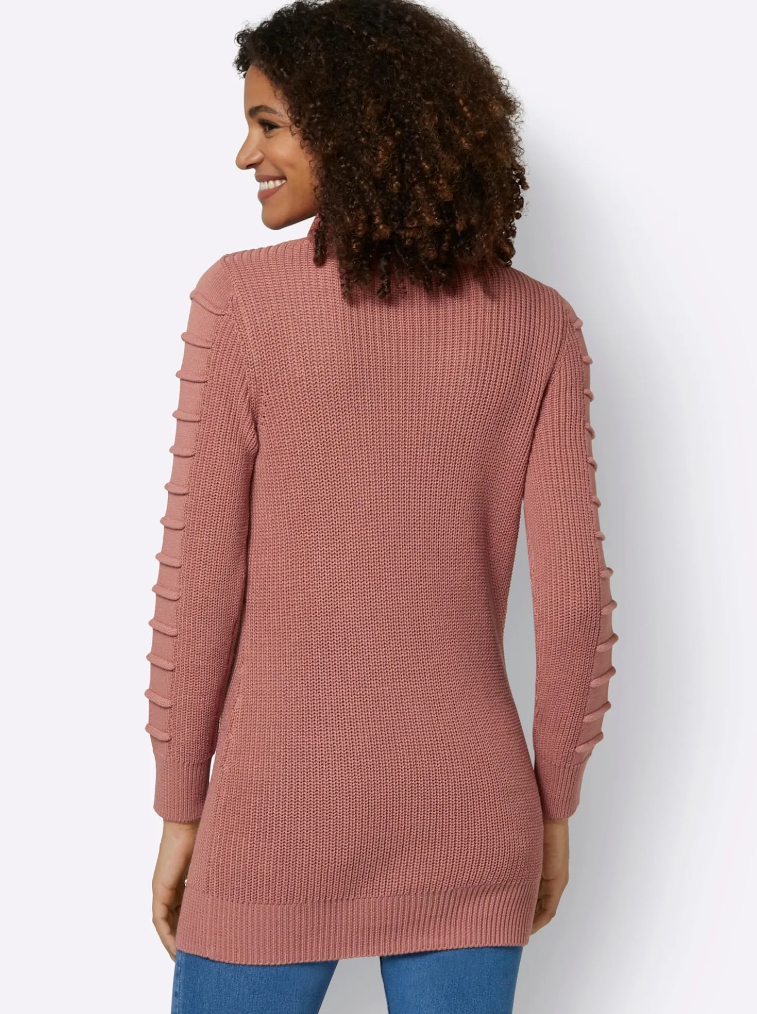 Longpullover mit Struktur-Partien