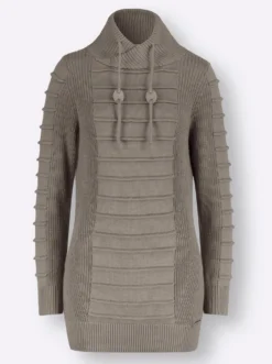 Longpullover mit Struktur-Partien