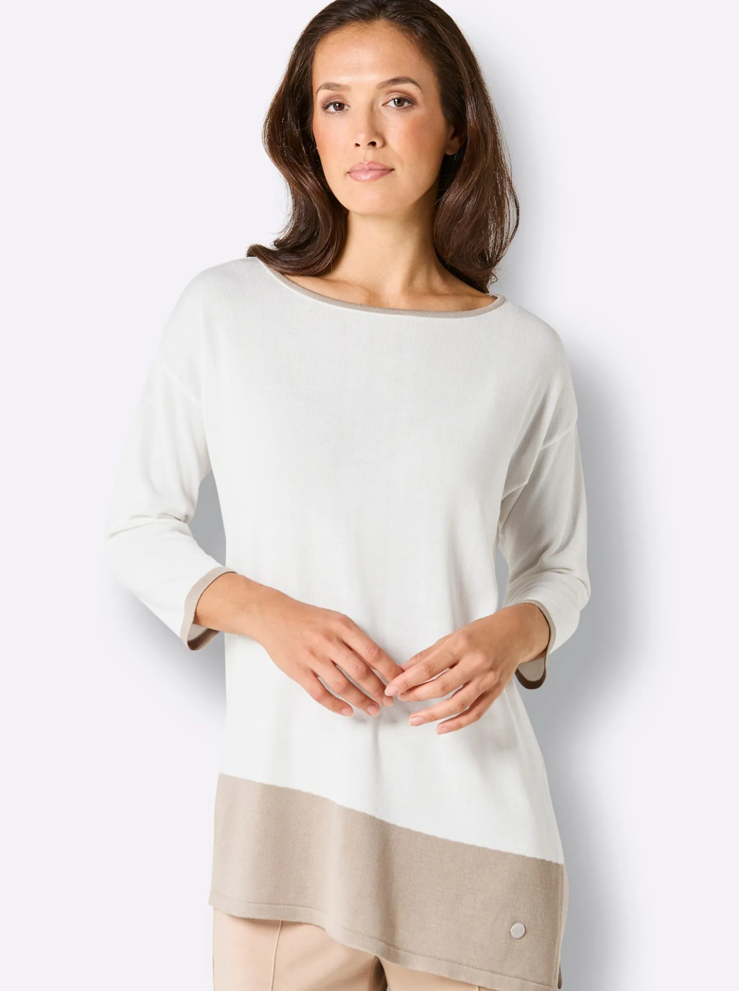 Longpullover mit U-Boot-Ausschnitt