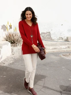 Longpullover mit V-Ausschnitt
