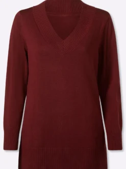 Longpullover mit V-Ausschnitt
