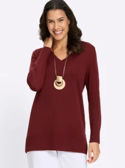 Longpullover mit V-Ausschnitt