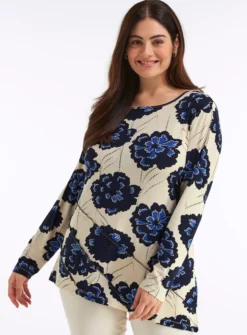 Longshirt mit asymmetrischem Saum