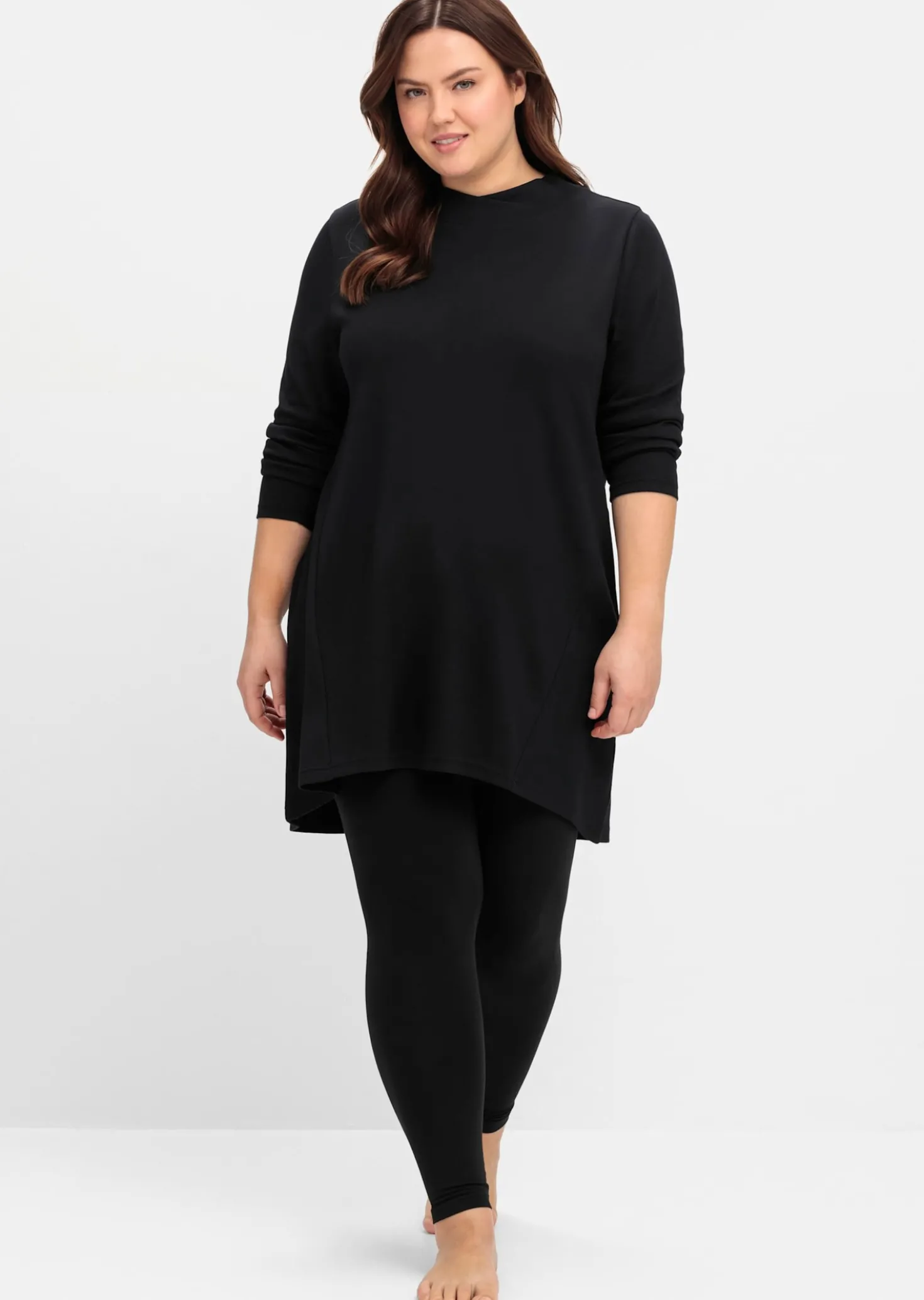 Longshirt mit asymmetrischem Stehkragen