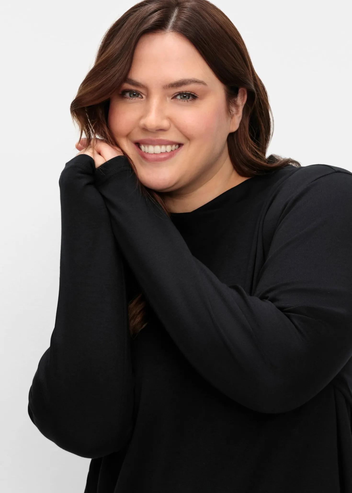 Longshirt mit asymmetrischem Stehkragen
