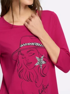 Longshirt mit Folien-Print vorne