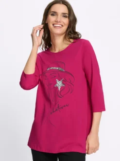 Longshirt mit Folien-Print vorne