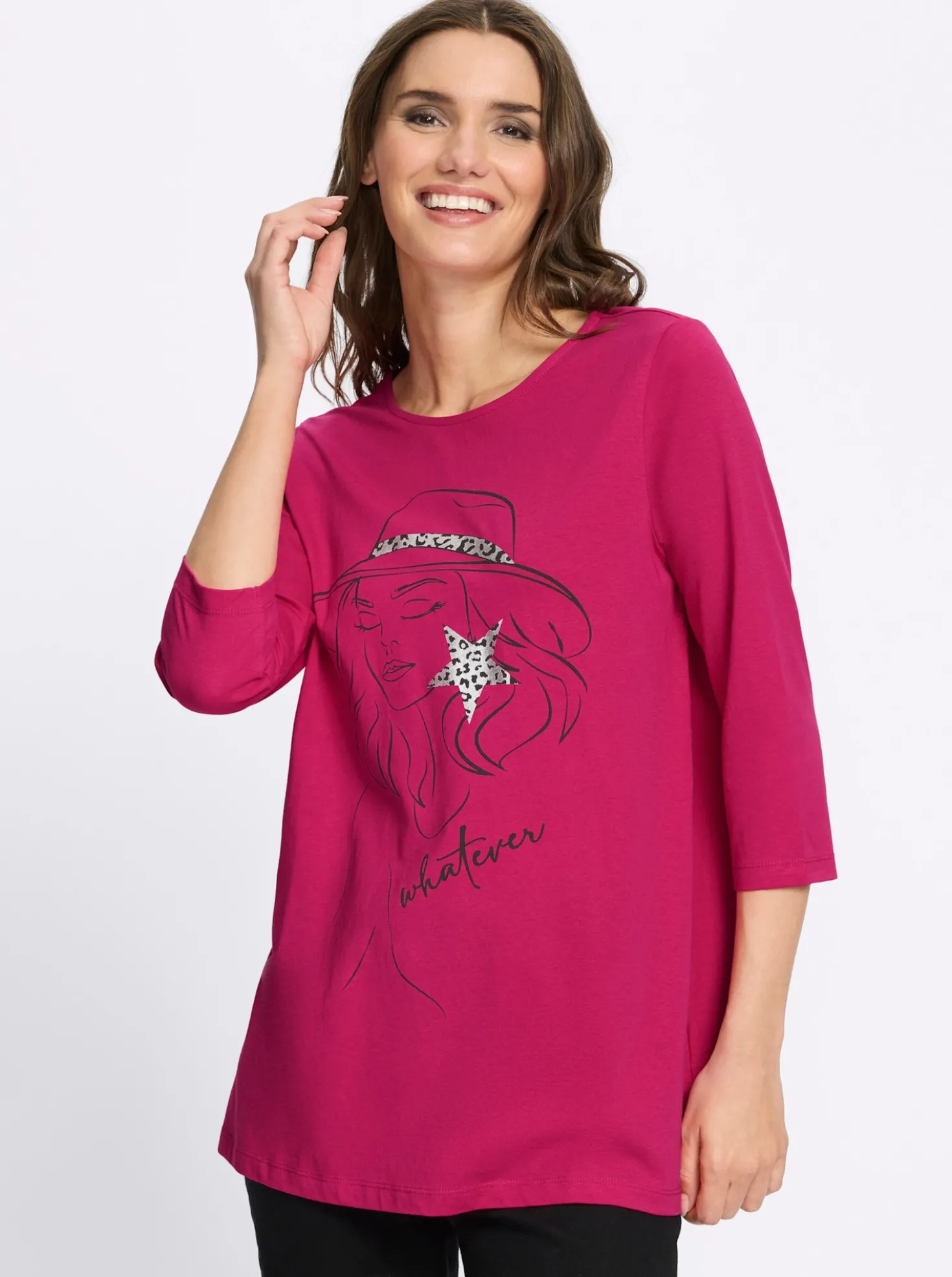 Longshirt mit Folien-Print vorne