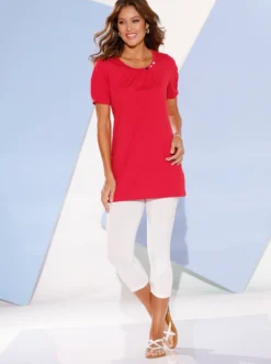 Longshirt mit gerafftem Ausschnitt