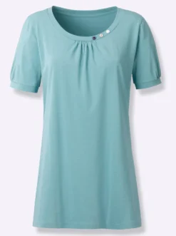 Longshirt mit gerafftem Ausschnitt