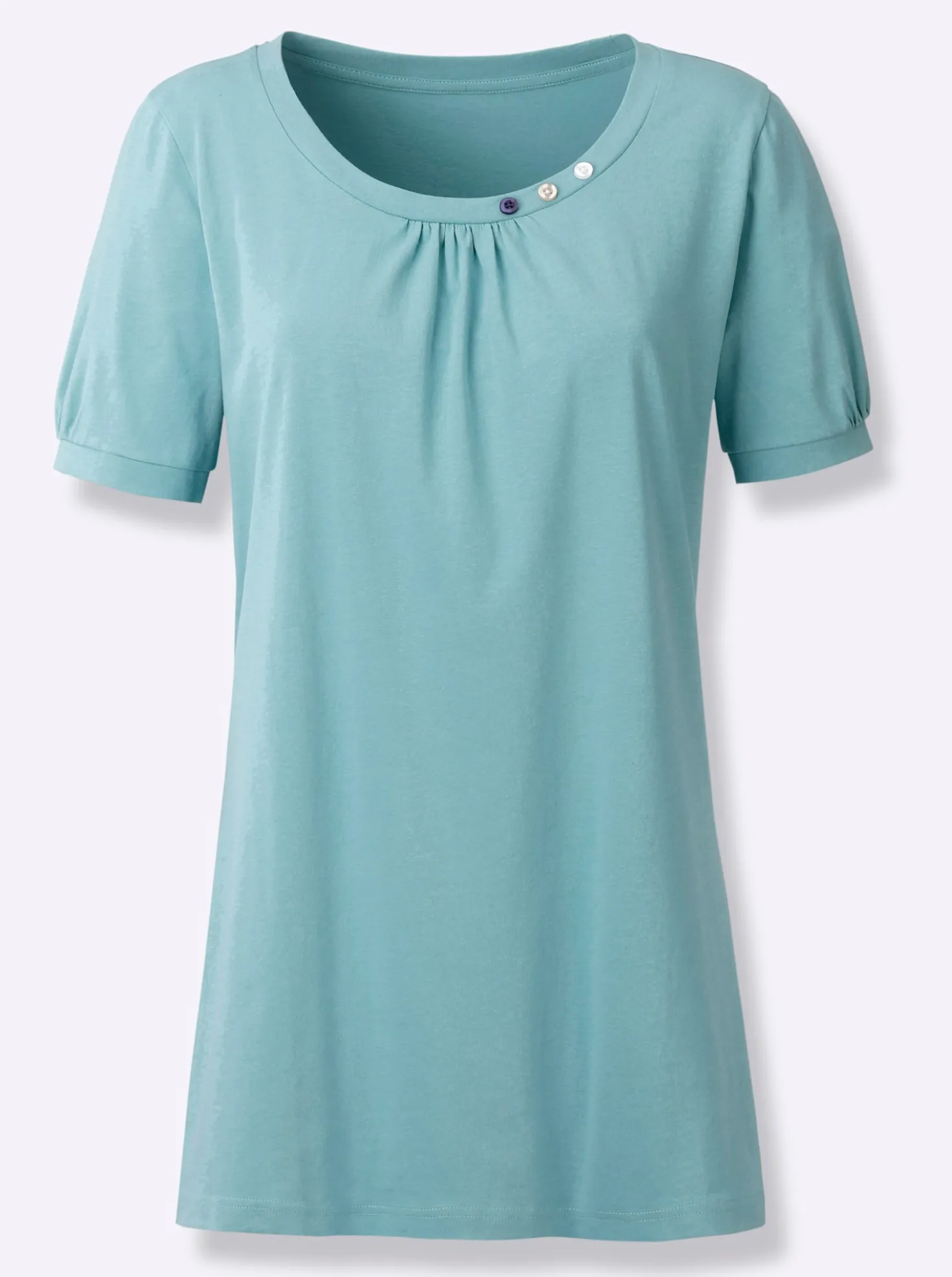 Longshirt mit gerafftem Ausschnitt