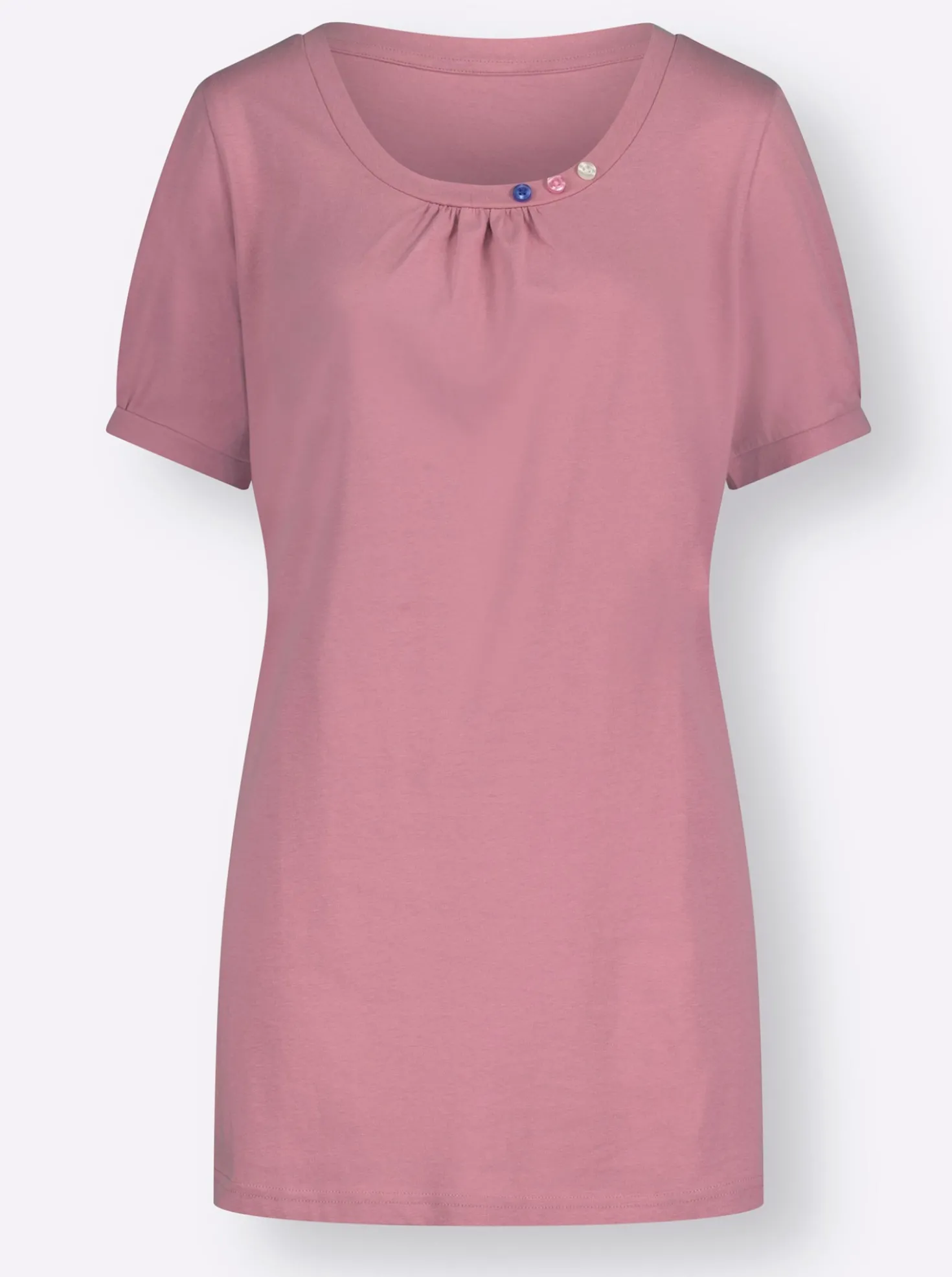 Longshirt mit gerafftem Ausschnitt