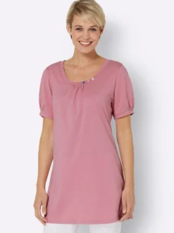 Longshirt mit gerafftem Ausschnitt