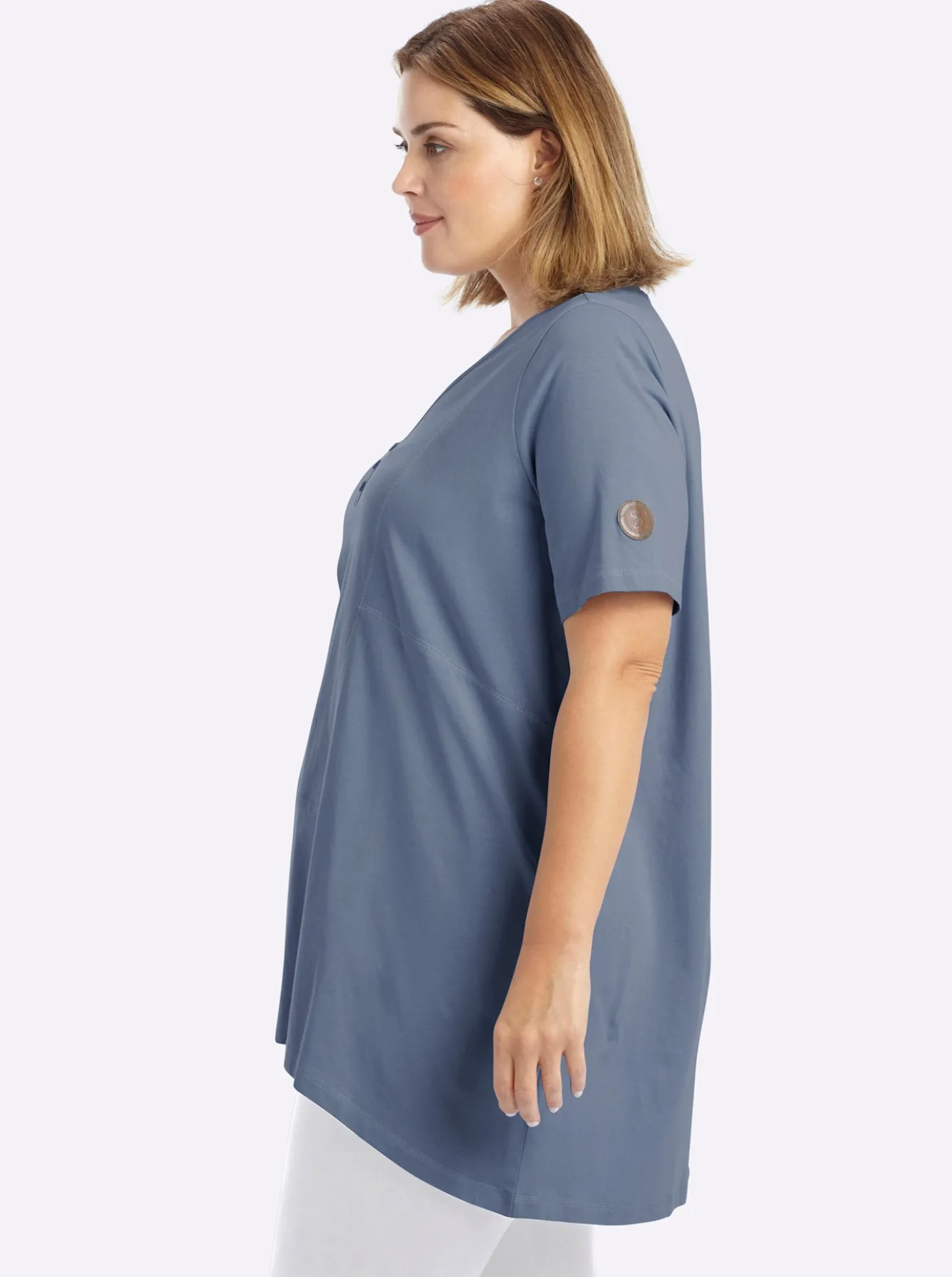 Longshirt mit gerundetem Saum