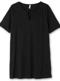 Longshirt mit geschlitztem Ausschnitt