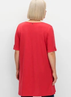 Longshirt mit geschlitztem Ausschnitt