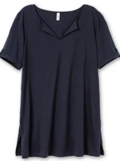 Longshirt mit geschlitztem Ausschnitt
