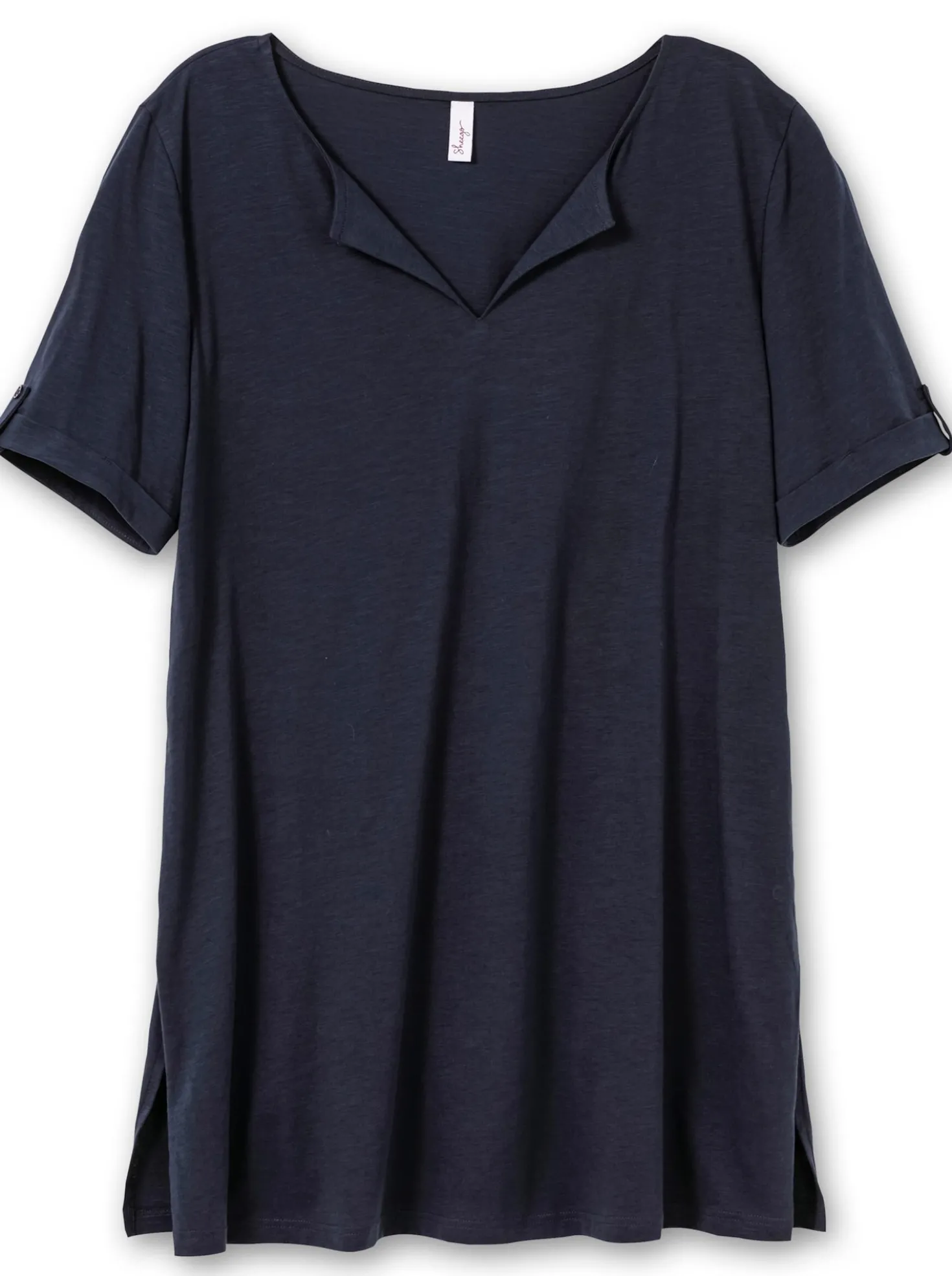 Longshirt mit geschlitztem Ausschnitt