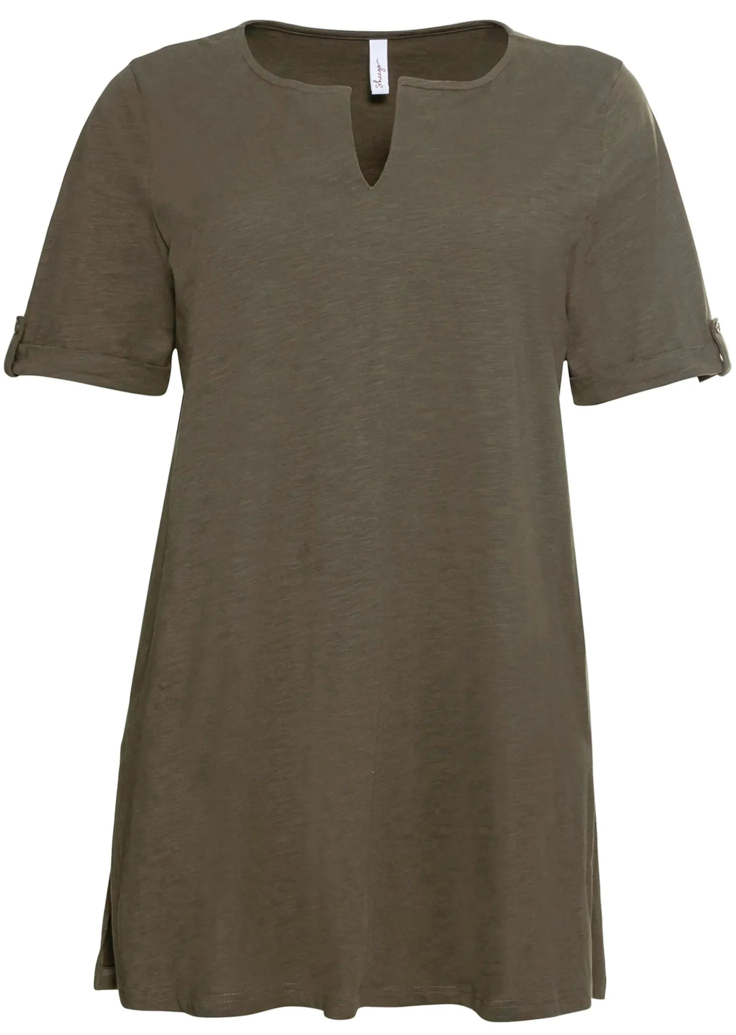 Longshirt mit geschlitztem Ausschnitt