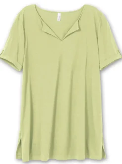 Longshirt mit geschlitztem Ausschnitt