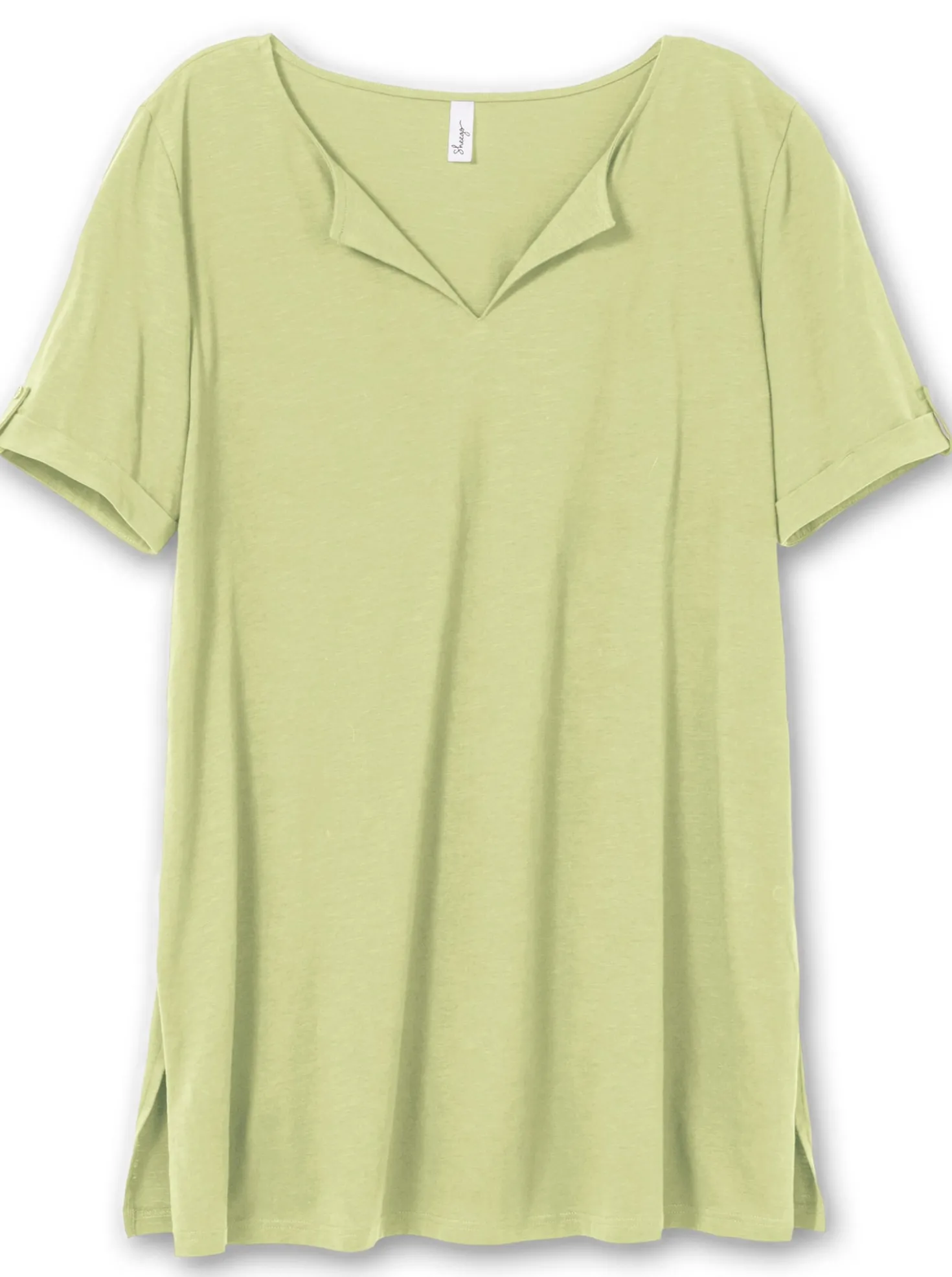 Longshirt mit geschlitztem Ausschnitt