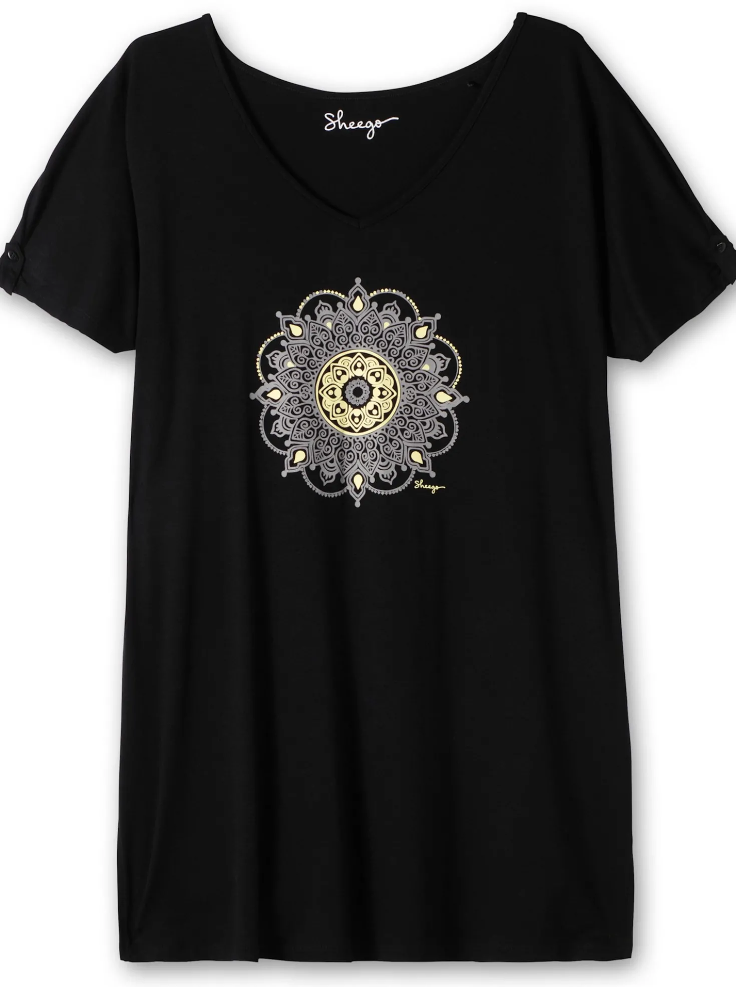 Longshirt mit Ornament-Frontdruck