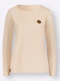 Longsleeve mit paspeliertem Rundhals-Ausschnitt