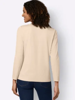 Longsleeve mit paspeliertem Rundhals-Ausschnitt
