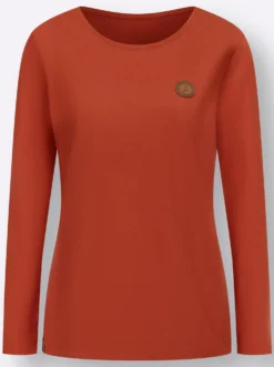 Longsleeve mit paspeliertem Rundhals-Ausschnitt