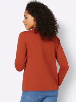 Longsleeve mit paspeliertem Rundhals-Ausschnitt
