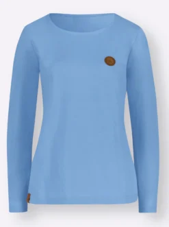 Longsleeve mit paspeliertem Rundhals-Ausschnitt
