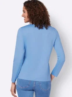 Longsleeve mit paspeliertem Rundhals-Ausschnitt