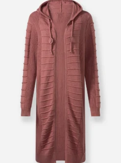 Longstrickjacke im Strukturmuster-Mix