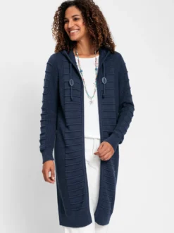 Longstrickjacke im Strukturmuster-Mix