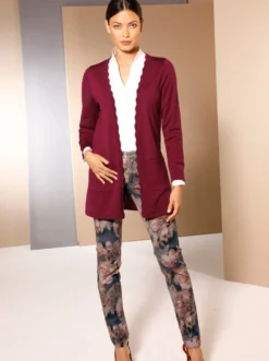 Longstrickjacke in Merino-Seiden-Mischung