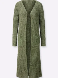 Longstrickjacke in offener Form