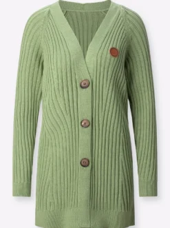 Longstrickjacke in Ripp-Optik
