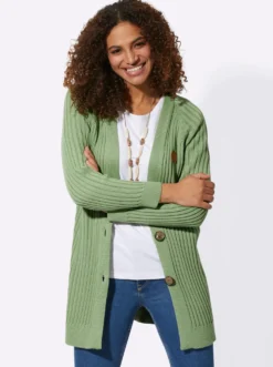 Longstrickjacke in Ripp-Optik