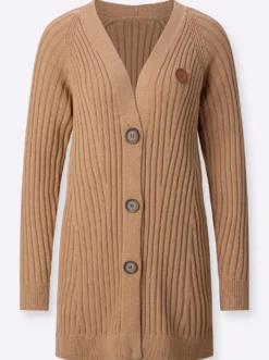 Longstrickjacke in Ripp-Optik