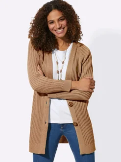 Longstrickjacke in Ripp-Optik