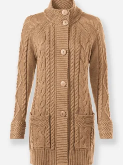 Longstrickjacke mit Einstrickmuster