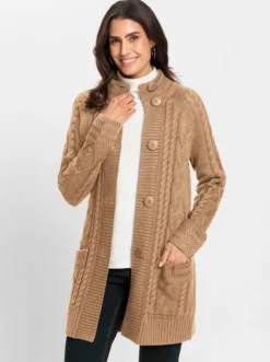 Longstrickjacke mit Einstrickmuster