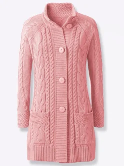 Longstrickjacke mit Einstrickmuster