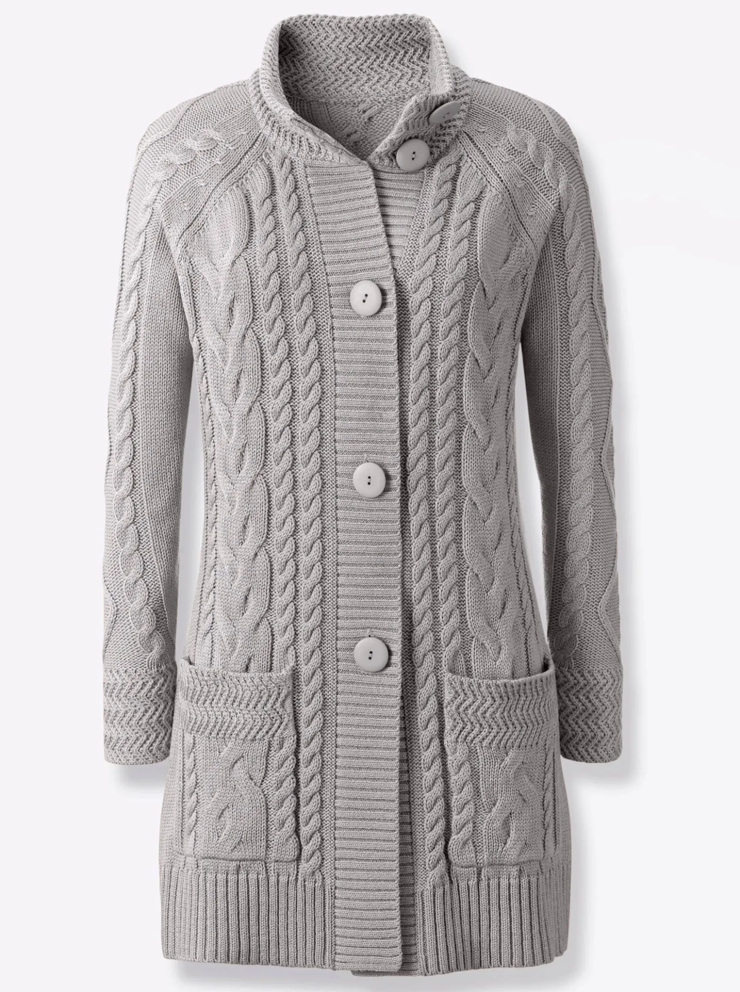 Longstrickjacke mit Einstrickmuster